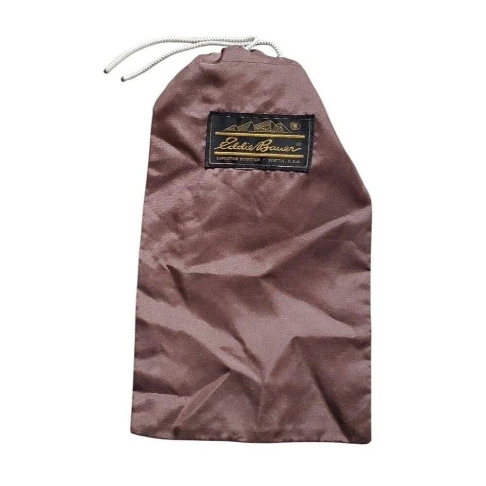 Eddie Bauer Mini Bag Brown Nylon Stuff Sack Travel Drawstring Embroider Logo 7